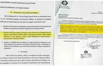 Compartativo de la denuncia de Peña y el requerimiento de la fiscala Luz Guerrero.