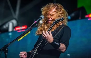 Dave Mustaine, vocalista y guitarrista de Megadeth, durante un show de la banda en Alemania. La agrupación alista su regreso a Paraguay