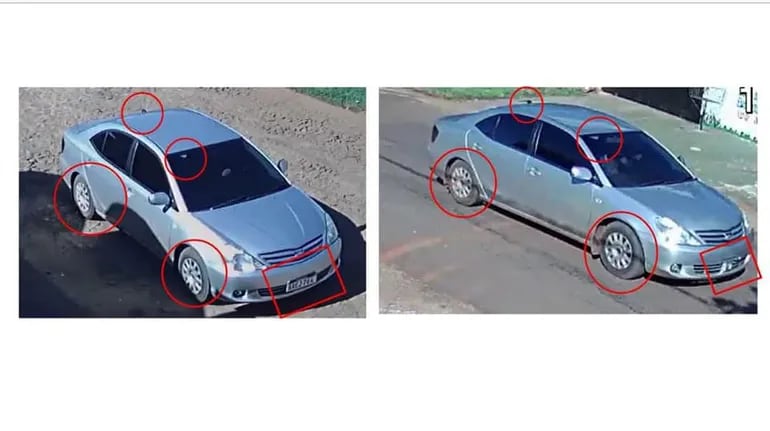 El automóvil Toyota Allion incautado (izq.) del poder el narco Mario Villalba es igual al rodado usado (der.) por los asesinos, según los investigadores.
