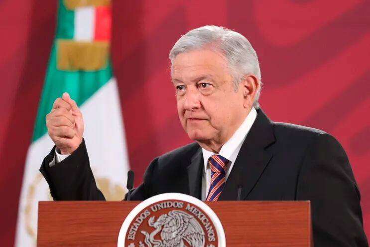 El Presidente de México, Andrés Manuel López Obrador, en una rueda de prensa ayer viernes, en Palacio Nacional, de Ciudad de México (México).