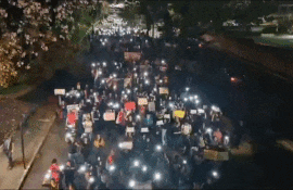 Miles de estudiantes del este del país se manifestaron en Ciudad del Este contra la Ley "Hambre Cero", el abril pasado.