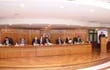 Miembros del Consejo de la Magistratura que participaron de las audiencias públicas del concurso de terna para la Corte Suprema. El evento se realizó en el Salón Auditorio Serafina Dávalos, del Poder Judicial de la capital.
