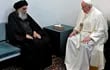 Histórico. El papa Francisco, líder de la Iglesia Católica, y el gran ayatolá chii Ali al-Sistani.