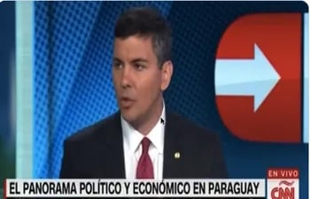 Santiago Peña, durante una entrevista para CNN anoche. Habló sobre las relaciones de Paraguay con Estados Unidos, pero confundió un dato histórico.