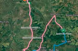 Mapa satelital de los dos tramos que serán utilizados el viernes para completar Alto Paraná.