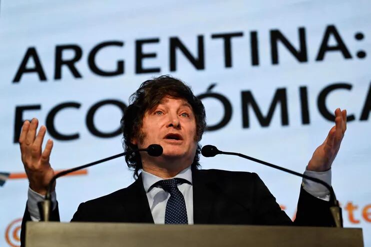 Candidato presidencial argentino del partido Libertad Avanza, Javier Milei. (AFP)