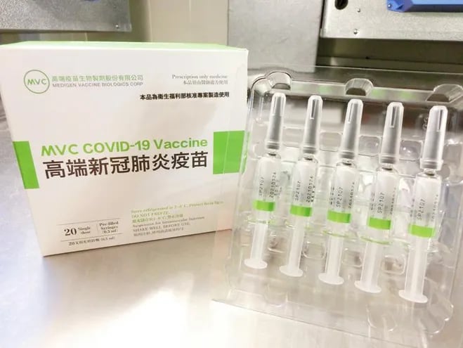 Vacunas MVC COV-1901, fabricadas por Medigen, en Taiwán.