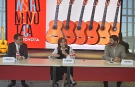 Marcelo Toyotoshi, Berta Rojas y Francisco Palau, durante la conferencia de prensa.