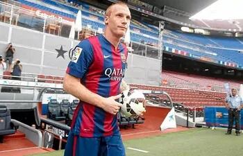 Mathieu, cuando fue presentado como nuevo jugador del Barcelona.