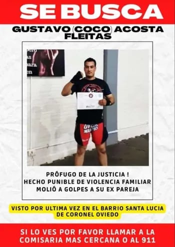 Gustavo Rodrigo Acosta Fleitas (32), quien actualmente está con paradero desconocido.