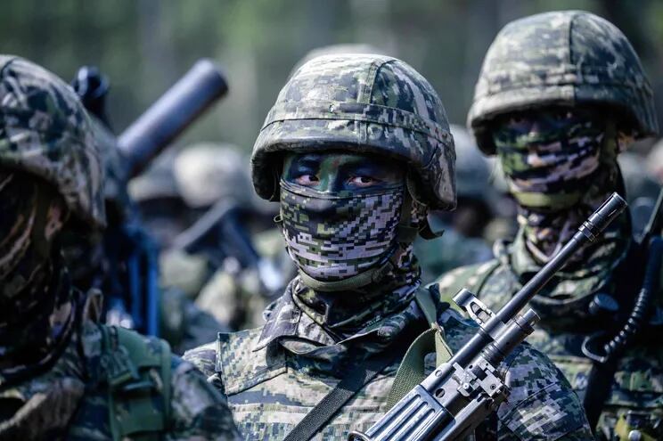 Soldados surcoreanos participando del ejercicio Ssangyong, este miércoles en Pohang.