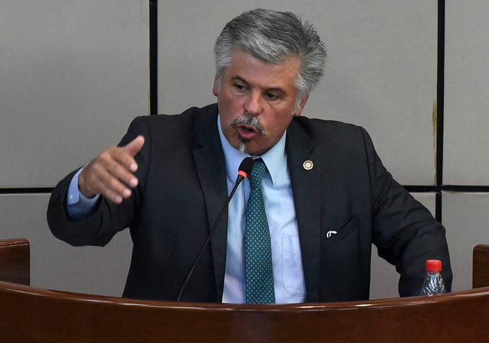 Exministro del Interior Arnaldo Giuzzio Benítez. Fue convocado nuevamente por la Fiscalía para una audiencia testifical.