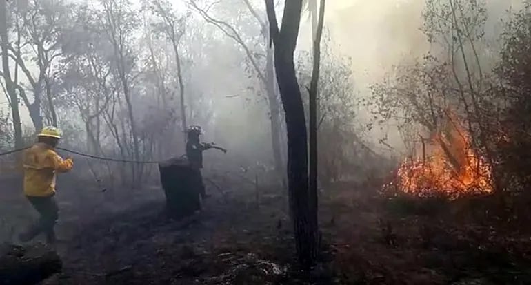 capturaS de video del incendio que se registra en el parque nacional Cerro Cora. Videos enviados por Gilberto Ruiz Díaz, corresponsal