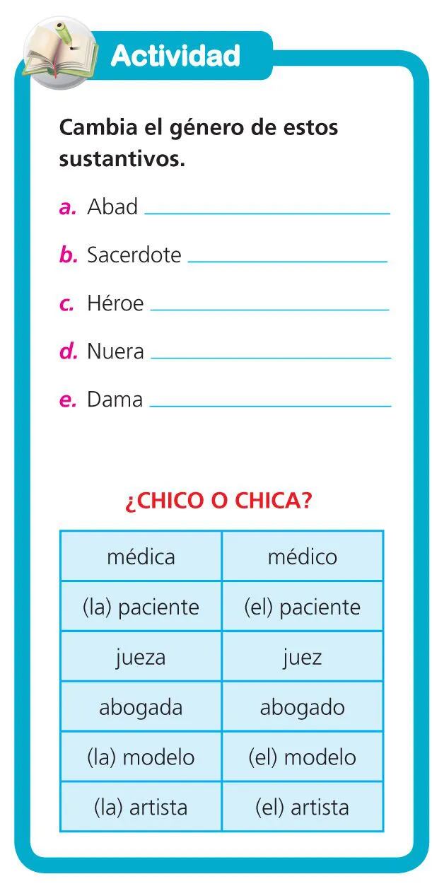 ejemplos de genero masculino y femenino