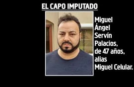 Miguel Ángel Servín Palacios, alias "Miguel Celular", imputado por narcotráfico.