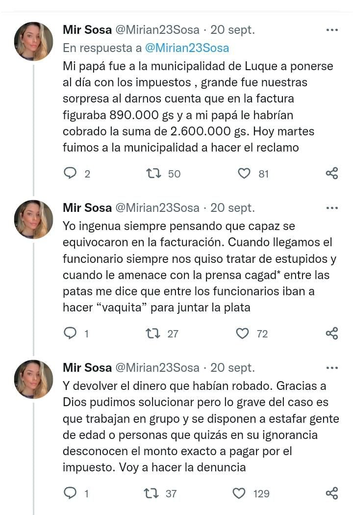 La denuncia de la presunta estafa fue hecha en la red social Twitter.