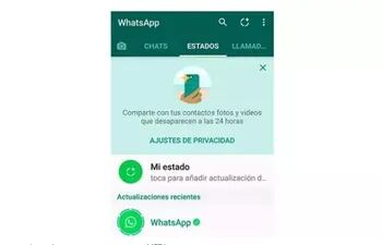 Captura de la opción de Estados de WhatsApp.