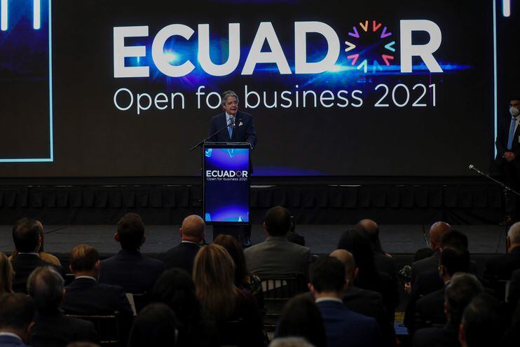 El presidente de Ecuador, Guillermo Lasso, inaugura el foro "Ecuador Open for Business 2021", en Quito (Ecuador).