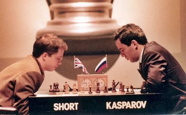 Kasparov vs. Short, match de Londres 1993 (Foto www.telegraph.co.uk).