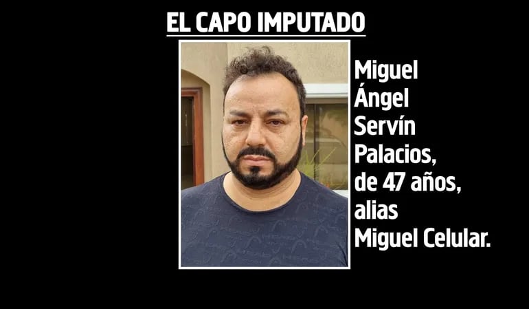 Miguel Ángel Servín Palacios, alias "Miguel Celular", imputado por narcotráfico.