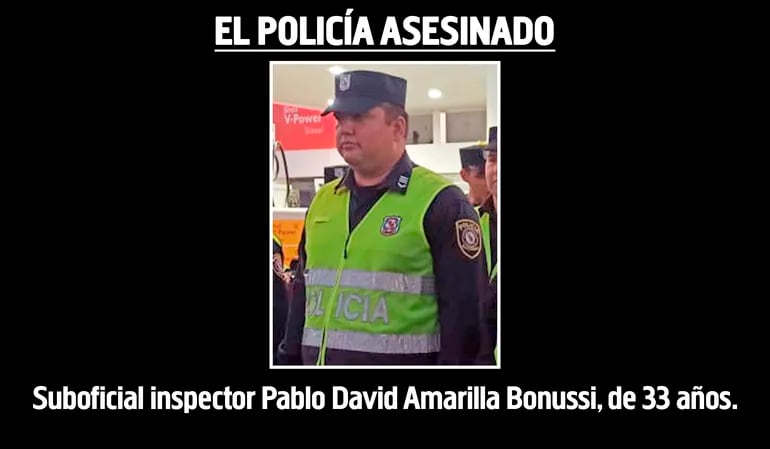 Suboficial inspector Pablo David Amarilla Bonussi, personal de Antinarcóticos, asesinado en Capitán Bado.