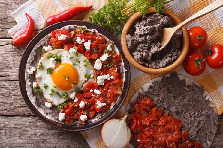 Huevos rancheros, un desayuno mexicano tradicional.
