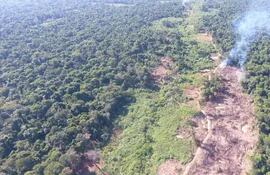 Foto aérea de  la reserva  de Marina Cue, de 2018, en el contexto de denuncias de rollotráfico, cultivos de marihuana, etc.