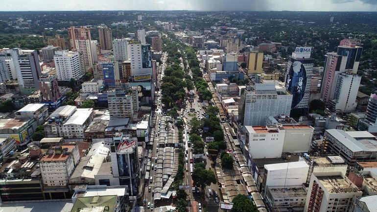 Vista aérea de la zona comercial de Ciudad del Este, en Alto Paraná.