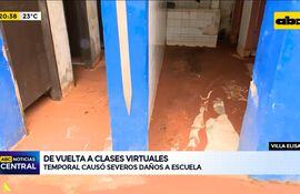 Escuela afectada por temporal en Villa Elisa
