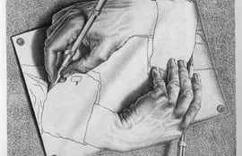 M. C. Escher, "Drawing Hands", 1948