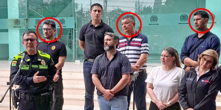 En círculo rojo, los policías paraguayos que trabajaron en Colombia en el marco del crimen del agente fiscal Marcelo Pecci.