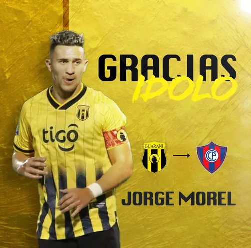 La confirmación de Guaraní sobre el traspaso de Jorge Morel a Cerro Porteño.