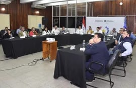 Reunión realizada entre autoridades del Senacsa y del Ministerio de Agricultura de los EEUU sobre las medidas tomadas durante la aparición de focos de gripe aviar en el Chaco, en junio pasado.