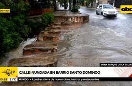 Calle inundada en zona del Parque de la Salud