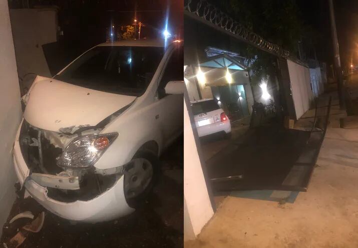 Una conductora en estado de ebriedad chocó contra el portón de una vivienda en el barrio Sajonia, que resultó ser del ministro Marco Antonio Alcaraz.