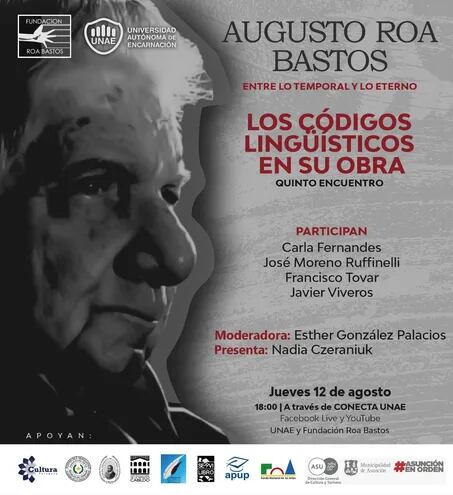 Afiche del quinto encuentro del ciclo Augusto Roa Bastos, entre lo temporal y lo eterno.