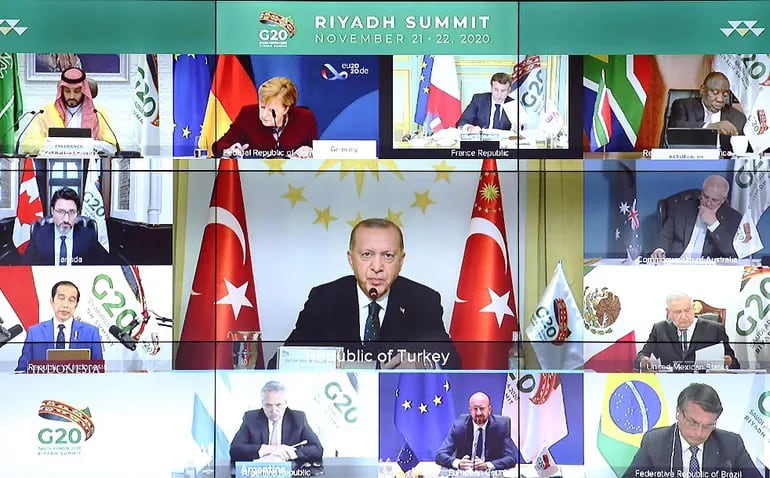 Gobernantes de países del G20 en la reunión del fin de semana.