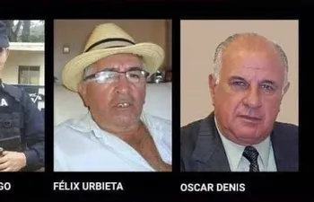 Edelio Morínigo, Félix Urbieta y Óscar Denis, los tres secuestrados por el EPP y sus escisiones.