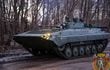 Un vehículo militar ruso participa de ejercicios en Bielorrusia, este martes.