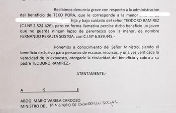 La nota presentada por los concejales al Ministro de Desarrollo Social, Mario Varela Cardozo