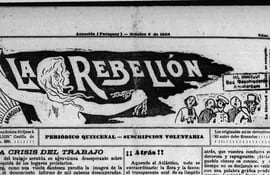 "La Rebelión", Asunción del Paraguay, n° 3, año 1, 9 de octubre de 1908 .