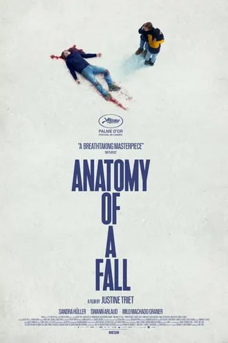 Afiche de "Anatomía de una caída" ("Anatomie d'une chute", Justine Triet, 2023).