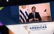 Luis Lacalle Pou, presidente de Uruguay, ofreció su discurso vía telemática, en la Cumbre de las Américas. (AFP)