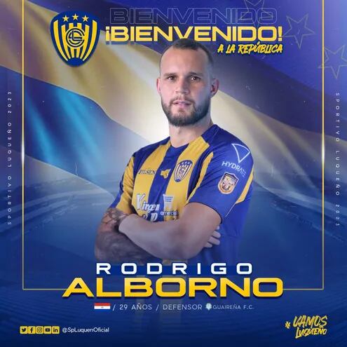 Rodrigo Alborno, nuevo futbolista del Sportivo Luqueño.