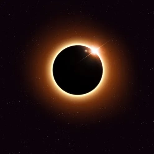 Imagen ilustrativa de un eclipse solar. Fuente: Shutterstock.