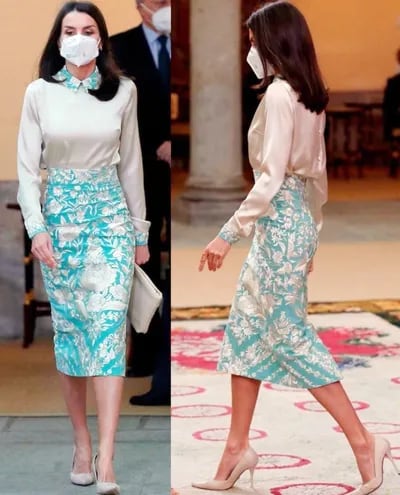 La prenda de la polémica. La reina Letizia asistió a un acto protocolar vistiendo esta falda. Foto: @royaladdicted_new en Instagram.