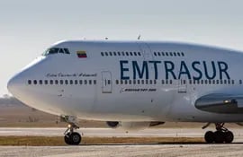 El avión Boeing 747 con matrícula YV3531 de Emtrasur retenido en el aeropuerto de Ezeiza de Argentina.