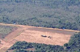 Vista aérea de parte de la estancia "La Patria", en el Chaco paraguayo.