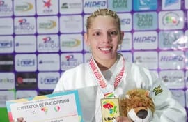 La judoca paraguaya Gabriela Alejandra Narváez (14/12/1994), medalla de oro en África.