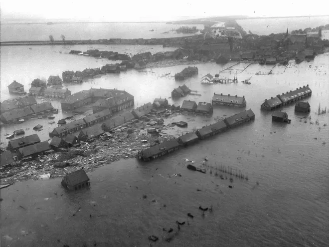 Imagen de archivo de la peor inundación del Mar del Norte, conocida como "El desastre de 1953", en los Países Bajos y Bélgica.